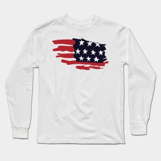 Hand Drawn American Flag Graphic Gift Long Sleeve T-Shirt